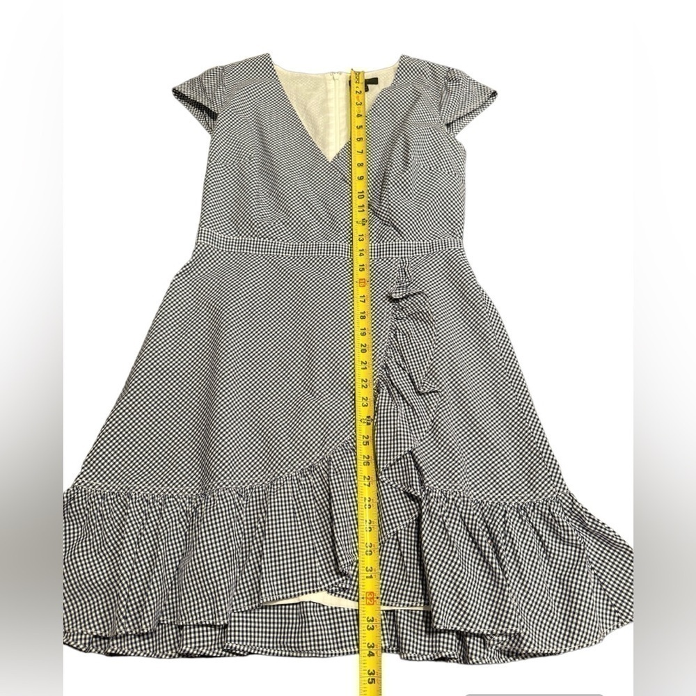 J. Crew Gingham Dress Blue and White Womens Size 6 Cap Sleeve 100% Cotton Poplin - Picture 5 of 15